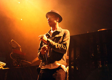 Pharrell Williams in a concert Dec. 7, 2010.